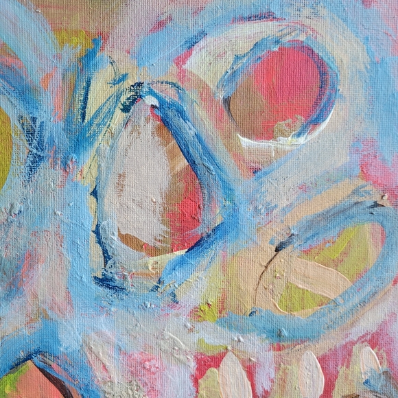 Original Abstract Floral Pastel Acrylic Painting on Canvas Panel 9"x12" - Picture 6 of 6